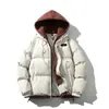 Jaqueta de algodão com bloqueio de cores, estilo duas peças, com capuz removível, acolchoamento horizontal, preenchida com plumas, multicolorida, casaco casual de algodão da moda para outono/inverno jovem