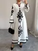 Ropa Europea y Americana Transfronteriza Tallas Grandes para Mujer 2026 Primavera/Verano Nuevo Vestido Largo de Manga Larga Estampado Estilo Étnico Holgado
