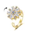 Anel de zircônio completo com floco de neve giratório super flash transfronteiriço europeu e americano, feminino, atmosférico, de alta qualidade, leve, luxuoso, fashion, giratório