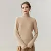 Zhenrong~Gola Alta Cashmere 100% Tricô de Cashmere Feminino Peça Única Camada Base Minimalista Suéter