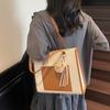 Bolsa Tote de Grande Capacidade para Comutador de Comércio Exterior Feminina Nova 2025 Versátil Cor Contrastante Bolsa de Ombro Moda para Trabalho Bolsa de Axila