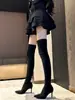 Primer Encuentro Ji Botas Altas de Tacón Hasta la Rodilla para Mujer 2026 Otoño/Invierno Nueva Llegada Punta Fina Gamuza Tacón Delgado Bota Larga Bota Tipo Calcetín Elástico