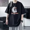 Camiseta de Manga Corta de Algodón Puro para Hombre, Estilo Delgado de Verano, Nueva Marca de Moda 2026, Estilo de Hong Kong, Top Holgado de Manga Media para Hombre