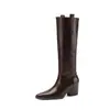 Botas de moda estilo británico hasta la rodilla de 6.5 cm, nueva colección otoño/invierno 2026, punta fina, tacón grueso, caña alta, efecto adelgazante