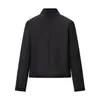 Para Moda Femenina Europea y Americana Transfronteriza Aliexpress Venta Caliente Moda de Otoño Chaqueta Corta Versátil con Cuello Alto Decorada con Botones