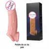 Triplo Bondage Manga de Cristal Pênis Falso Manga Masculina Manga de Dentes de Lobo Manga de Simulação Estendida Robusta Produtos Sexuais Eróticos para Adultos