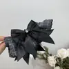 Saia de Tecido Retro Francês com Laço Presilha Banana de Alto Padrão Versátil Doce Presilha Torcida Acessório de Cabelo