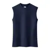 Camiseta de Gola Alta Meia-altura Feminina Sem Mangas Camiseta Básica Estilo Novo Verão 2022 Slim-fit Cor Sólida Regata de Algodão com Manga Camisa