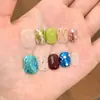 Berry Lime Dopamina Brilho Colorido Atmosfera Flor Curta Fofa Unhas Vestíveis Feitas à Mão