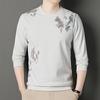 Sudadera de Seda de Morera de Alta Calidad con Cuello Redondo y Mangas Largas para Hombre, Camiseta Básica Nueva de Mezcla de Lana para Hombre, Camiseta Casual