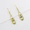 Pendientes de Hoja Verde en Forma de Lágrima de Venta Caliente Transfronteriza Europea y Americana, Pendientes de Resina con Flores Secas, Pendientes de Joyería de Moda y Sencillos