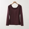 Ropa de algodón para otoño para mujer, camisa delgada para usar debajo, suéter de algodón para otoño e invierno, ajustado, cuello U grande, suéter de algodón, ropa interior térmica