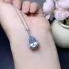 ¡Collar de Aguamarina Natural con Piedras Cristalinas! La Piedra Principal Mide Aproximadamente 8*12 mm y Está Montada en Plata 925