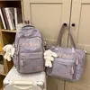 Mochila Transfronteriza Nueva de Aspecto Moderno con Estampado de Mariposas Gran Capacidad Tela de Nylon Resistente al Desgaste Mochila Escolar para Estudiantes de Secundaria