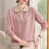 Estilo Nuevo Otoño e Invierno Estilo Casual para Personas de Mediana Edad y Mayores Suéter de Manga Larga con Estampado de Pulóver para Mamá de 50s Suéter de Punto de Alta Gama