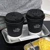 Taza de Papel para Café Taza Desechable para Café Taza para Té con Leche con Tapa Negra Plateada Caliente Paquete para Llevar Taza para Bebidas Calientes y Frías Venta al por Mayor