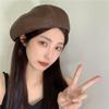 Boina de cuero sintético estilo coreano para niños, gorra de pintor artístico británica de primavera y otoño, gorra de calabaza estilo Hong Kong, gorra octogonal de moda.
