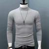 Camisa masculina de manga comprida, gola meia alta, bonita, quente, base, camisa, cor sólida, interior, outono, top, slim fit, estilo coreano, camiseta da moda