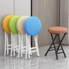 Silla Plegable para Uso Doméstico con Respaldo Suave, Silla de Escritorio Simple, Taburete Plegable para Dormitorio, Taburete Pequeño para Balcón, Taburete Redondo Portátil