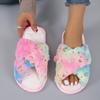 Chinelos de Pelúcia Coloridos Amazon 2026 Outono e Inverno Novos Sapatos de Algodão Quentes para Casa Chinelos de Pelúcia com Dedos de Fora