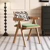 Silla de Comedor de Madera Maciza para el Hogar, Silla Chandigarh Estilo Mediados de Siglo, Silla con Reposabrazos Suaves Estilo Wabi-Sabi, Silla de Ratán para Ocio