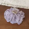 Novo prendedor de cabelo roxo, suave e romântico, com estampa de laço requintada, elegante prendedor de rabo de cavalo e tiara para mulheres
