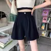 Shorts Pequeños para Mujer Verano Nuevo 150cm Cintura Alta Forma A Pantalones de Pierna Ancha Pantalones de Grulla Ropa Exterior Casual XS