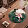 Caucho Natural Zen Chino Flor de Loto Redonda Esterilla para Té Impermeable Esterilla para Mesa de Té Nuevo Estilo Chino Flor de Loto Mesa de Té Antideslizante Almohadilla Suave