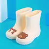 Botas de Lluvia para Niños Guardería Bebé Nuevas para Niñas Antideslizantes Impermeables Botas de Lluvia Cinturón Zapatos de Agua para Niños Caricatura Tubo Alto