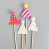 Topo de Bolo Chapéu Pequeno Colorido, Decoração Divertida de Bolo, Triângulo de Bola de Pelo Surpresa de Aniversário