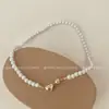 Collar de Corazón Dulce con Cuentas Negro y Blanco Elegante Diseño de Nicho Cadena para Clavícula Moda Elegante Tendencia Versión Coreana Nuevo Estilo
