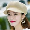 Sombrero de Mujer Primavera y Verano Gorra Transpirable Gorra Octogonal Sombrero para el Sol Boina Británica Combinable Sombrero de Paja de Moda Estilo Coreano