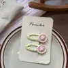 Novo Presilha de Cabelo Oval Estilo Coreano Desenho Animado Bolinhas para Crianças, Grampo Lateral de Tecido Feito à Mão para Franja, Presilha Versátil