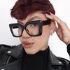 Comercio exterior transfronterizo moderno retro Europa y Estados Unidos nuevo sentido de alta gama tendencia de moda cuadrado tendencia de mujer montura grande gafas de pasarela