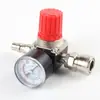 Válvula reguladora de pressão para compressor de ar, 120 PSI, três furos, quadrada, manômetro de ferro, acessório para bomba de ar, válvula redutora de pressão com manômetro, estilo alemão