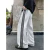 Pantalones deportivos largos de marca de moda, holgados, a rayas, con caída, de pierna ancha, para hombre, pantalones de chándal de otoño, pantalones casuales rectos pesados de estilo americano