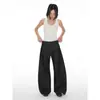 Pantalones de Plisado de Plátano, Pantalones de Pierna Ancha, Estructura de Cintura Baja, Corte Curvo, Nuevo Estilo de Moda, Costuras Amarillas, Jeans de Color Original