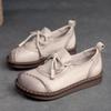 Jie Zhu 2025 Outono Novo Retro Cadarço Frontal Casual Costurado Plano Sapatos Femininos Boca Rasa Modernos Confortáveis Versáteis