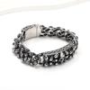 Pulsera de Acero de Titanio Dominante Retro Cráneo de Venta Caliente Transfronteriza Europea y Americana Ins Nicho Hip-Hop de Alta Gama Tendencia para Hombre