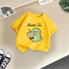 Camisetas de Algodão de Manga Curta para Meninos e Meninas de Verão 2026 Novos Tops Estilosos Infantis de Meia Manga com Estampa de Desenho Animado Transfronteiriço