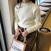 Nuevo Suéter Básico de Otoño e Invierno 2025 para Niñas, Moda de Punto con Cuello Semi Alto y Cuello Medio para Niños Pequeños y Mayores