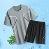 Camiseta de Seda Hielo de Verano Uniforme de Bádminton Pantalones Cortos de Entrenamiento Traje Deportivo Ropa de Running de Secado Rápido Ropa de Fitness de Manga Corta para Hombre