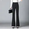 2026 Calça de Alfaiataria Preta de Cintura Alta Emagrecedora Micro Flare Elástica Feminina para Trabalho Casual Caimento Fluido Slimming Cobre os Quadris Mostra Pernas Longas