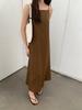 Vestido largo de lino de verano para mujer, estilo francés de vacaciones, sin cuello y tirantes, talla 69110