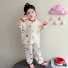 Pijama para Niñas, Algodón de Gasa Clase A, Primavera y Otoño, Ropa de Aire Acondicionado para Niñas para Todas las Estaciones, Conjunto para Niños Pequeños, Ropa de Casa para Bebés