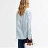 Camisa Retro Francesa de Rayas Transfronteriza para Protección Solar para Mujer, Primavera y Verano Algodón Fino Casual Suelta Versátil Top de Manga Larga