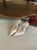 Sandalias Chuyuji de tacón de aguja estilo francés con lazo, punta fina, puntera cerrada para mujer, nuevo modelo primavera/verano 2026, sin talón, zapatos de una sola pieza, elegantes