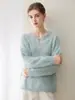 Suéter Konsaini 100% cachemira pura para mujer, suéter de cachemira cepillado con cuello en V, suéter base de punto pullover para otoño e invierno para mujer