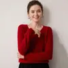 Nuevo suéter de cachemir 100% puro para otoño e invierno para mujer, cuello en V, sin costuras, de punto liso, camisa base de punto, suéter corto versátil y cálido