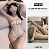 Lencería sexy Pinxian para mujer, estilo seductor de deseo puro, conjunto de uniforme de perlas, adecuado para bustos pequeños, no necesita quitarse, diseño de corte, no necesita quitarse 1480
